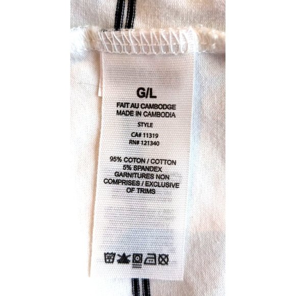 GARAGE 95% Cotton Cropped Cream Turtleneck w/Black Pinstripes Long Sleeve Size L - Picture 6 of 8